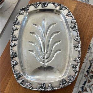 Silver plated Decorative Tray with Grape Motif